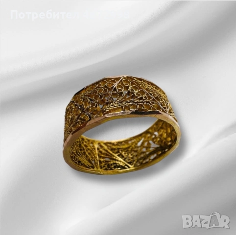 Филигран пръстен халка 14к , снимка 6 - Пръстени - 53266364