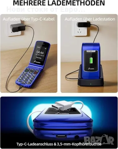 мобилен сгъваем телефон за възрастни хора, с големи бутони, снимка 4 - Други - 48172504