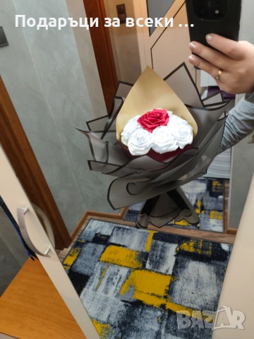 Букет от вечни рози - сатен , снимка 2 - Други - 53249019