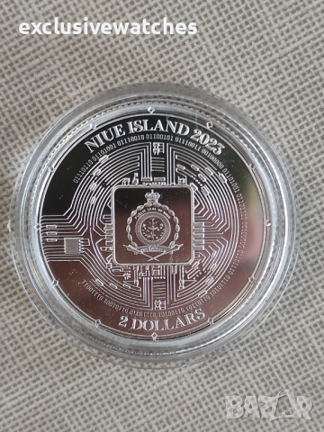 2023 1oz Niue $2 NZD биткойн сребърна монета BU , снимка 4 - Нумизматика и бонистика - 44717234