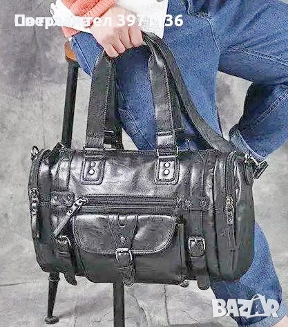 Черни пътни чанти от еко кожа, снимка 2 - Чанти - 51548758
