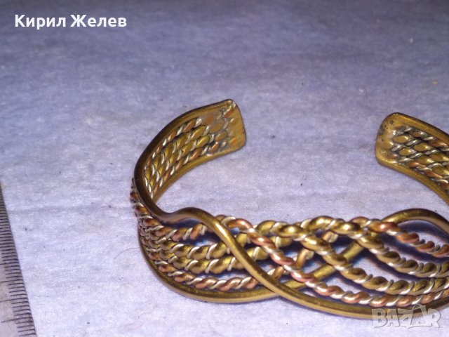 СТАРА АЖУРНА РЕГУЛИРУЕМА МЕДНО - БРОНЗОВА МАЙСТОРСКИ РЪЧНО ИЗРАБОТЕНА ГРИВНА 10388, снимка 11 - Антикварни и старинни предмети - 41281250