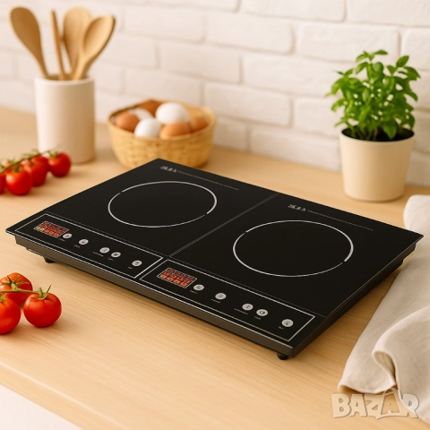 Двоен индукционен котлон Royalty Line RL-DIP4000.2 - 1400W+2000W, 80°C- 270°C, Кристална плоча, Тайм, снимка 6 - Друга електроника - 51853652