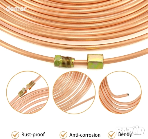 AXILYZE 10 м меднопокрита спирачна тръба и аксесоари, комплект за автомобилна смяна, снимка 6 - Аксесоари и консумативи - 51745880
