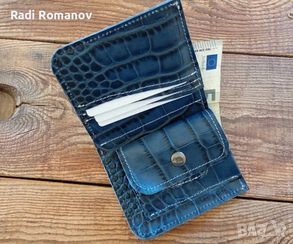 Ръчно изработен мъжки кожен портфейл , снимка 4 - Подаръци за мъже - 56253108