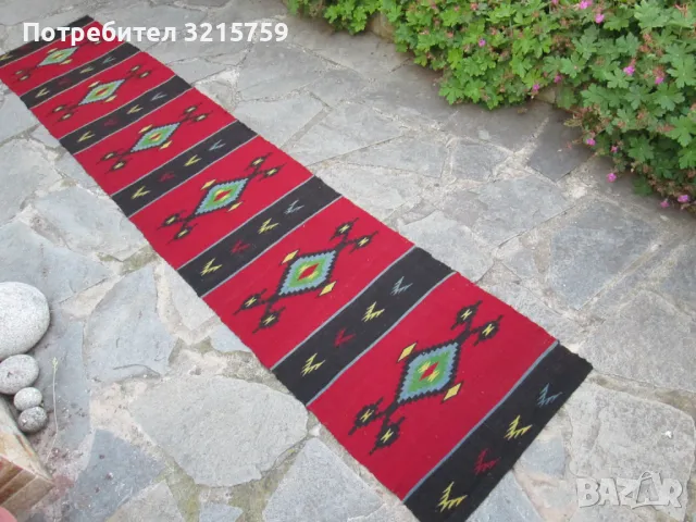 Тетевенска вълнена пътека 3.20 х 0.60м., снимка 2 - Антикварни и старинни предмети - 47821889