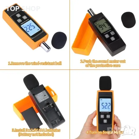 Измервател на децибели, на нивото на звука Измервател на звуковия шум с обхват 30-130 dBA, снимка 3 - Друга електроника - 48747677