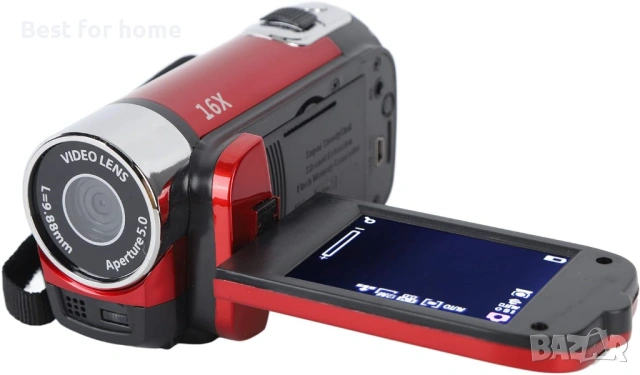 Червена, цифрова видеокамера, 16MP DV, 16x увеличение, въртящ се екран, снимка 8 - Камери - 53734001
