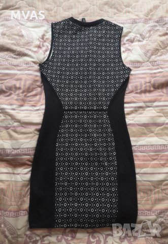 Нова - 30% къса рокля H&M черно бяла XS S, снимка 2 - Рокли - 25517858