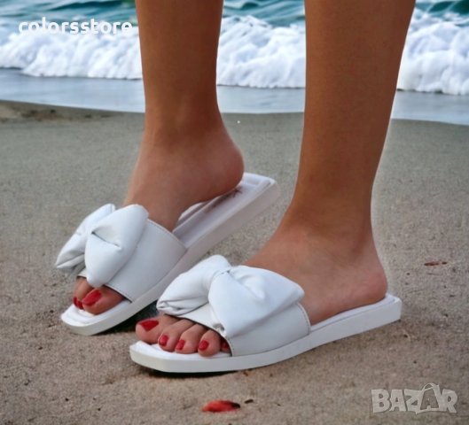  Равни чехли - бяла кожа - P3030