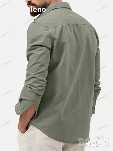 Мъжка ежедневна риза с джобове и дълги ръкави, 5цвята , снимка 14 - Ризи - 44840632