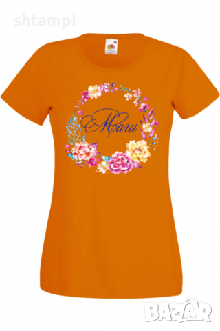 Дамска тениска Маги венец Имен ден Подарък,Изненада,Празник,Цветница, снимка 6 - Тениски - 36443347