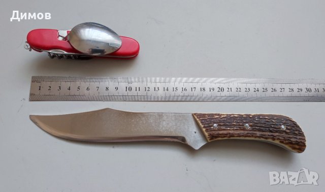 Стар немски туристически комплект Нож Рог вилица лъжица, снимка 2 - Ножове - 41186153