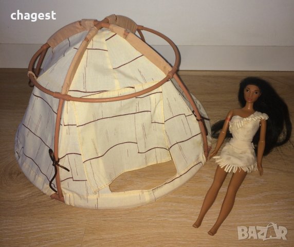 Ретро кукла Покахонтас с палатка, снимка 1 - Кукли - 42648195