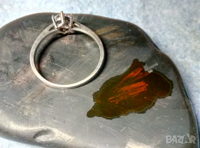 СКЪПОЦЕНЕН ГОДЕЖЕН СРЕБЪРЕН ПРЪСТЕН СРЕБРО ВИСОКА ПРОБА с БЯЛА ПОЗЛАТА и ЕДЪР ФАСЕТИРАН ЦИРКОН 44354, снимка 3 - Пръстени - 49144564