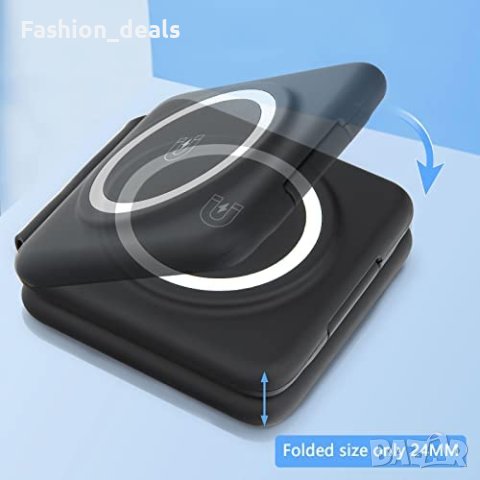 Ново Сгъваемо безжично зарядно устройство 3 в 1 бързо магнитно преносимо телефон слушалки часовник, снимка 4 - Аксесоари за Apple - 40835117