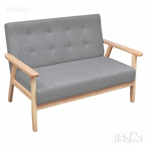vidaXL Двуместен диван, плат, светлосив