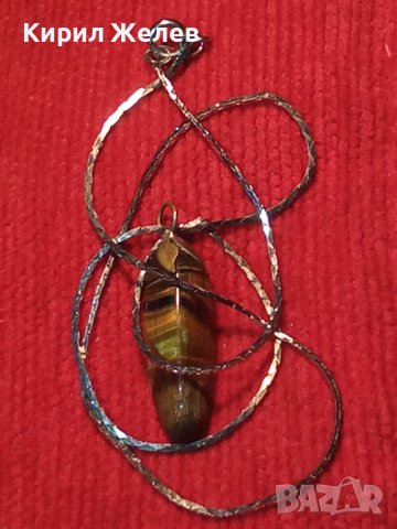 НЕЖЕН МЕДАЛЬОН с КРАСИВО ТИГРОВО ОКО 70711, снимка 3 - Колиета, медальони, синджири - 29836081