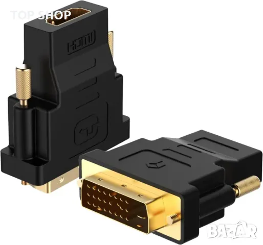 Rankie DVI към HDMI адаптер, 2 пакета позлатен 1080P мъжки към женски конвертор (черен)