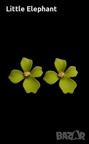 Sale Сребърни обеци цветя,spring summer style,колекция"Flowers",green/нови, снимка 1 - Колиета, медальони, синджири - 44573071