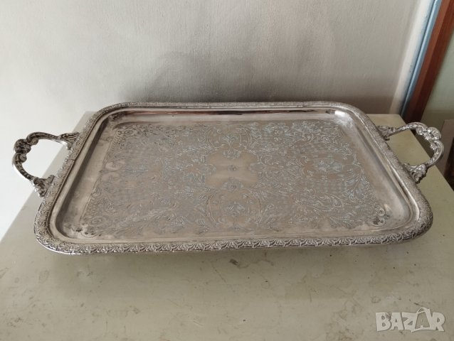 посребрен месингов поднос,табла