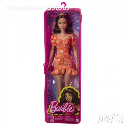 Barbie Fashionistas 182 Кукла Барби Фешънистас 182 с дълга коса и оранжева рокля, снимка 16 - Кукли - 38792284
