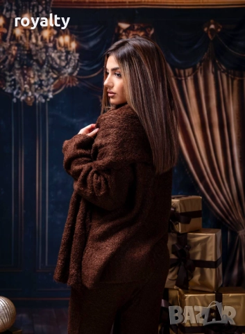 Кафяв Дамски Комплект С Шал , снимка 6 - Шалове - 52816120