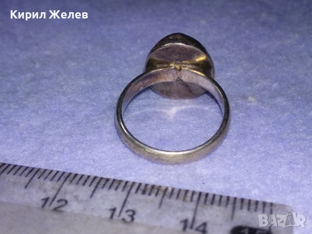 Старинен СКЪПОЦЕНЕН АНГЛИЙСКИ СРЕБЪРЕН РЕТРО АРТ ДЕКО ПРЪСТЕН с РЪЧНО ШЛИФОВАН МЛЕЧНОБЯЛ АХАТ 40328, снимка 10 - Антикварни и старинни предмети - 42613114