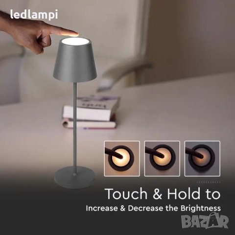 Настолна LED Лампа 3W Димиране Сива Презареждане, снимка 5 - Настолни лампи - 40839966