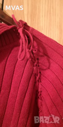 Нов червен пуловер поло дамски M размер, снимка 4 - Блузи с дълъг ръкав и пуловери - 34828905