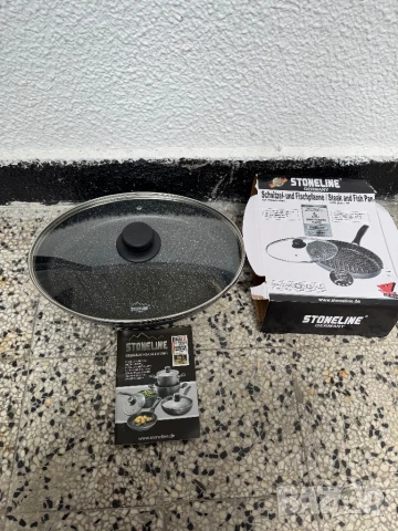 Алуминиев Тиган за Стек и Риба с Капак  STONELINE® XXL GERMANY, 2.8Л, Незалепващо Покритие, снимка 2 - Съдове за готвене - 50547592