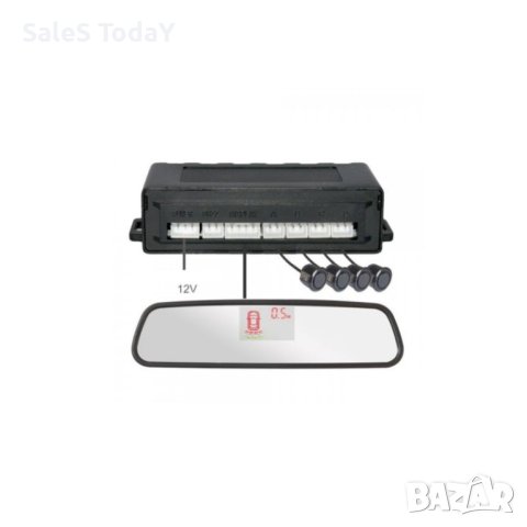 Парктроник с огледало- Монитор за паркиране, 4 датчика, Черен, снимка 2 - Аксесоари и консумативи - 40710648