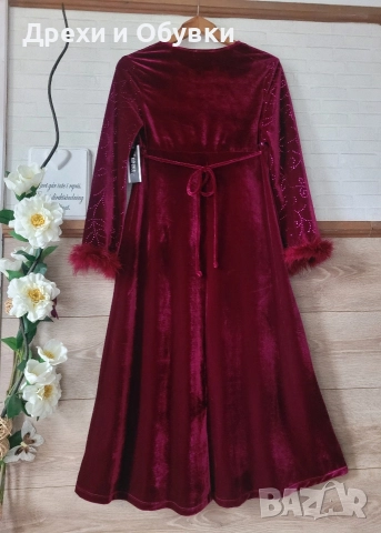 Официална нова рокля с естествени пера и пайети , снимка 5 - Рокли - 52763851