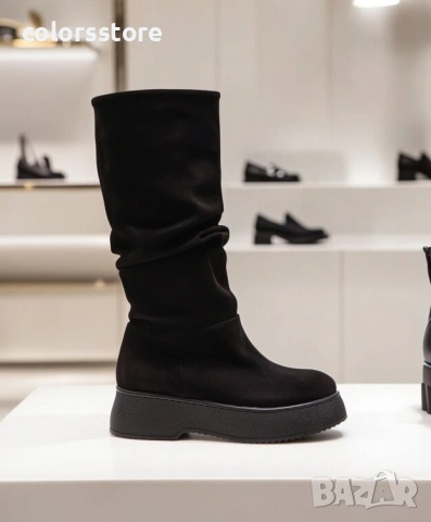 Равни ботуши - черен велур - MKR18 