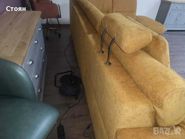 Ъглов диван от плат цвят канела DAKAR с електрически релакс механизъм, снимка 7 - Дивани и мека мебел - 44216262