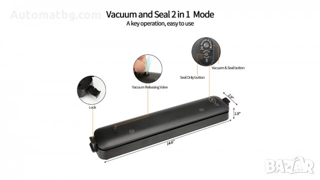 Уред за Вакуумиране и Запечатване, Черен, Automat, снимка 3 - Аксесоари за кухня - 34238678