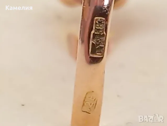 Руско злато. Пръстен с брилианти, снимка 11 - Пръстени - 55847579