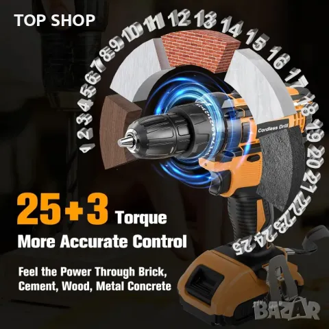 Мощен акумулаторен винтоверт JYGMPRO 21 V, снимка 3 - Винтоверти - 48487065