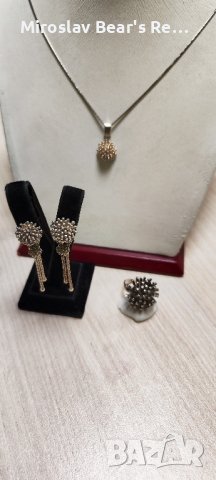 Сребърен Комплект " Стихия " , размер на халката 19мм , снимка 2 - Колиета, медальони, синджири - 42491063