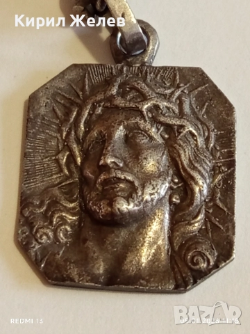 Винтидж сребърно колие с висулка Исус Христос майсторска ръчна изработка 43246, снимка 3 - Колиета, медальони, синджири - 52984092