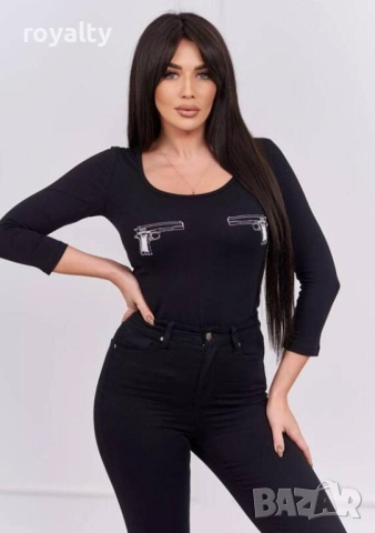 Дамско черно памучно боди