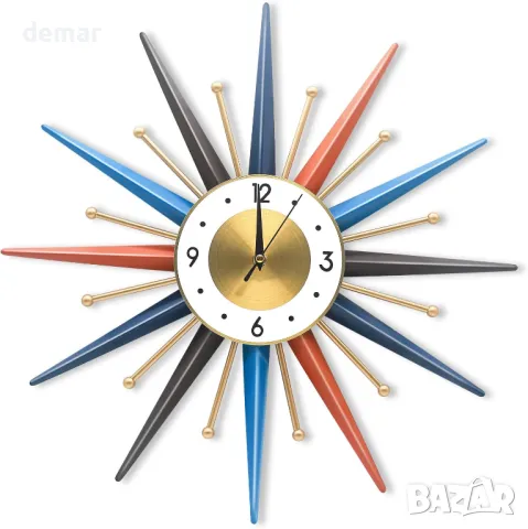 Голям стенен часовник TopCity от средата на века, 51 см, цветен, снимка 1