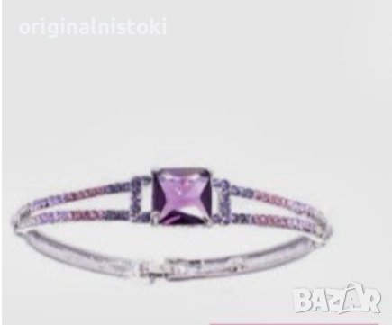 обеци с  камъни Swarovski и гривна  с родиеви камъни, снимка 1 - Гривни - 39653807