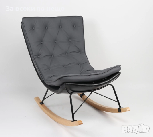 Люлеещ фотьойл ATLAS сиво/черно/натурално Код P1517, снимка 2 - Дивани и мека мебел - 52339111