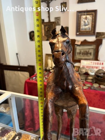 Стара кожена фигура на кон. №4385, снимка 8 - Колекции - 41817116