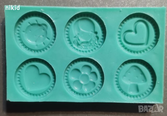 кръг със сърце цвете гъба калинка момиче силиконов молд форма фондан