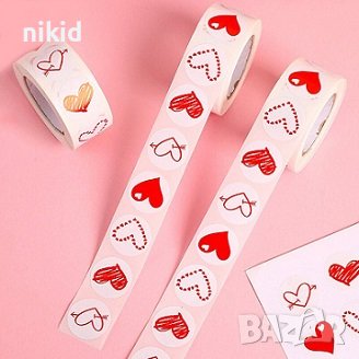 100 бр червени сърце сърца самозалепващи лепенки стикери за ръчна изработка за подарък Валентин , снимка 2 - Други - 31391576