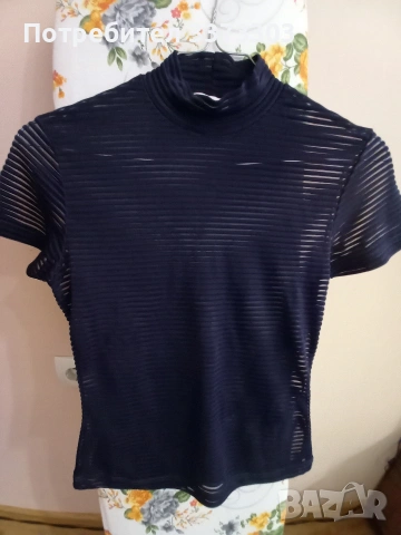 Ефирна тъмносиня блуза 