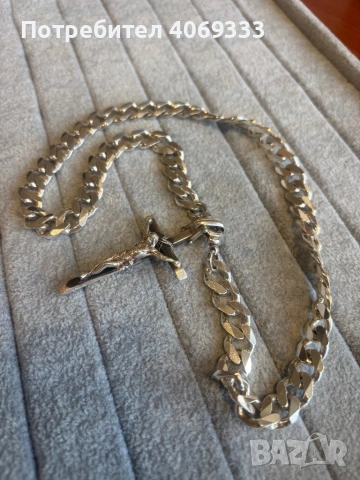 Сребърен ланец Панцер с Кръст , снимка 5 - Колиета, медальони, синджири - 53517388