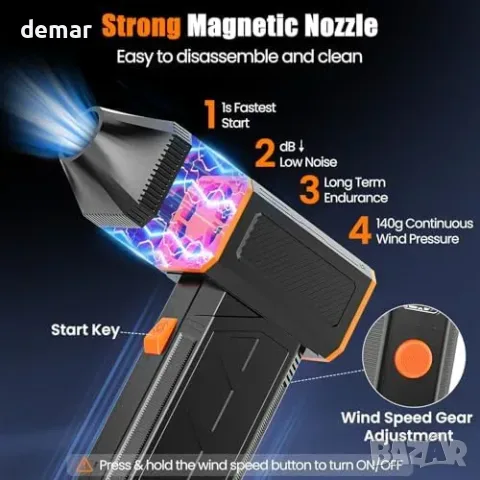 Акумулаторен електрически Air Duster (150 000 RPM) за прах и косми с 3 скорости и дюзи, снимка 7 - Други стоки за дома - 55850030